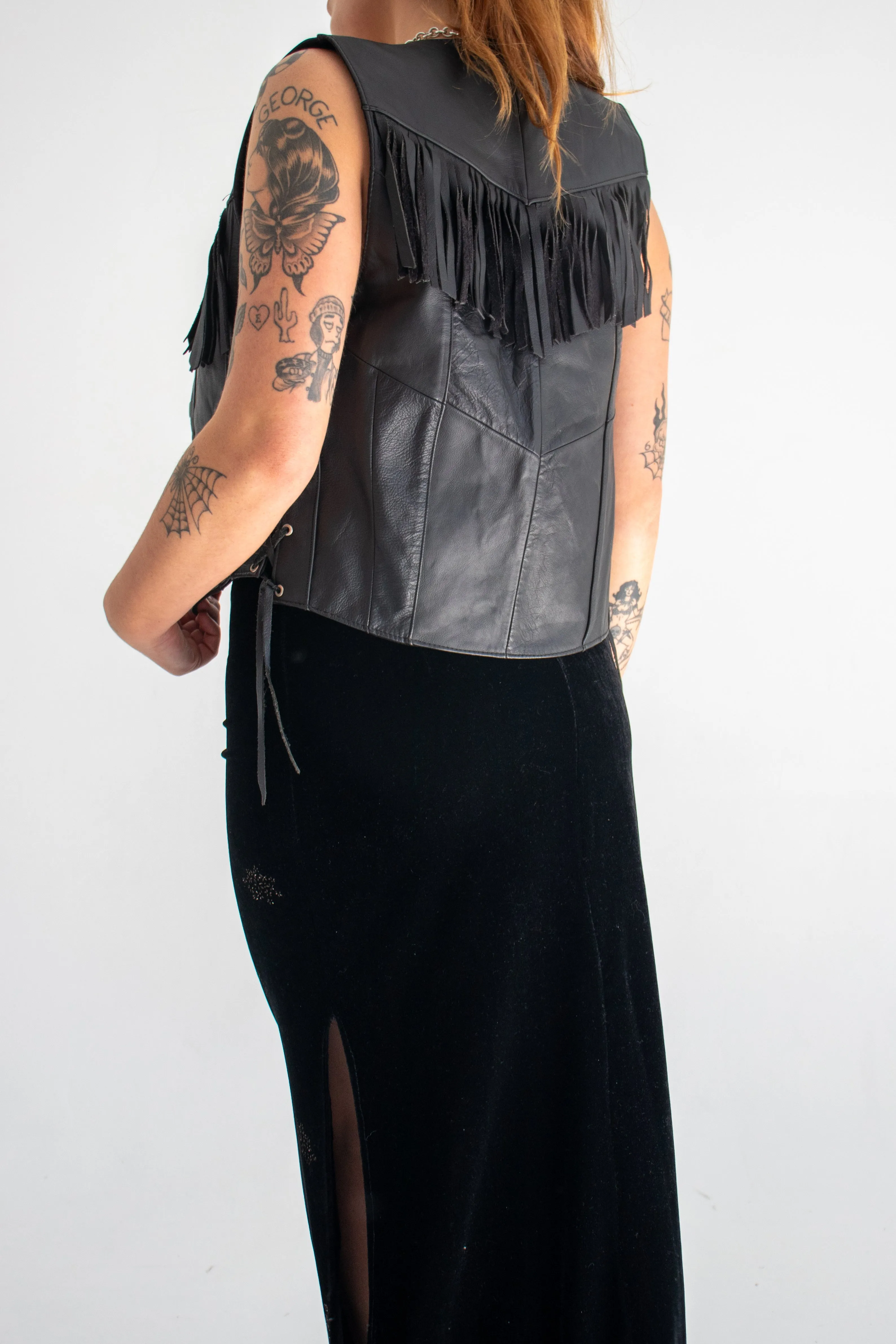 90s Leather Tassel Vest