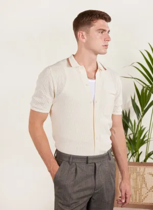 Alfie Knitted Polo | Cotton | Ecru