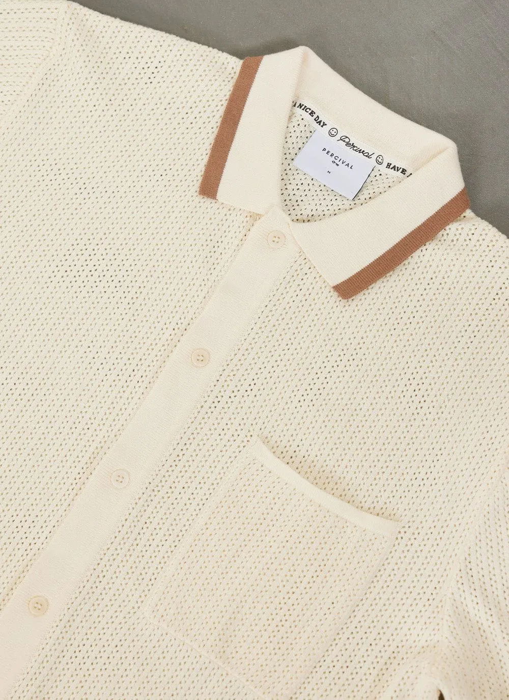 Alfie Knitted Polo | Cotton | Ecru