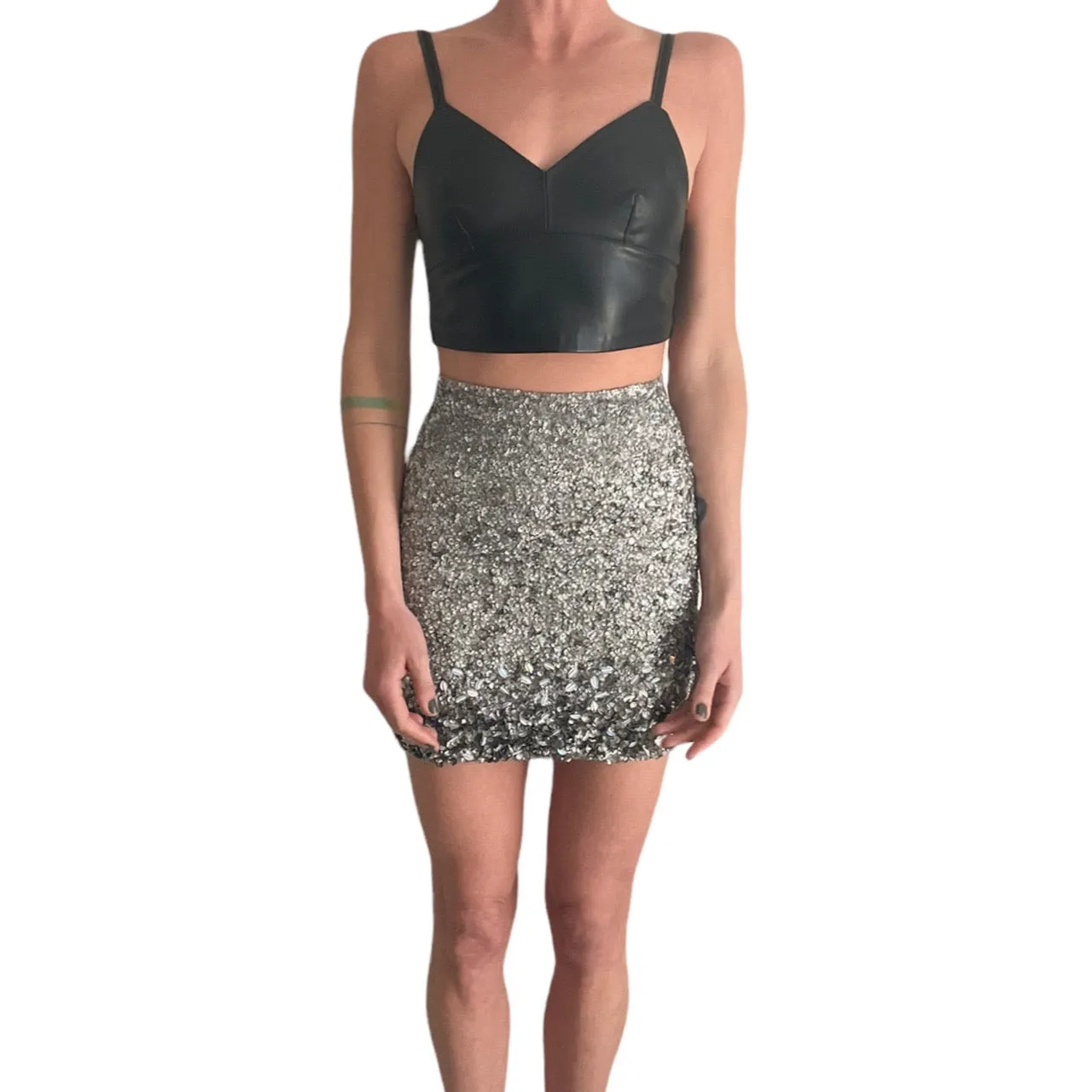 All Saints Hand Embellished Mini Skirt