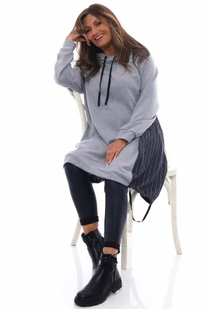 Anya Stripe Hooded Cotton Tunic Marl Grey