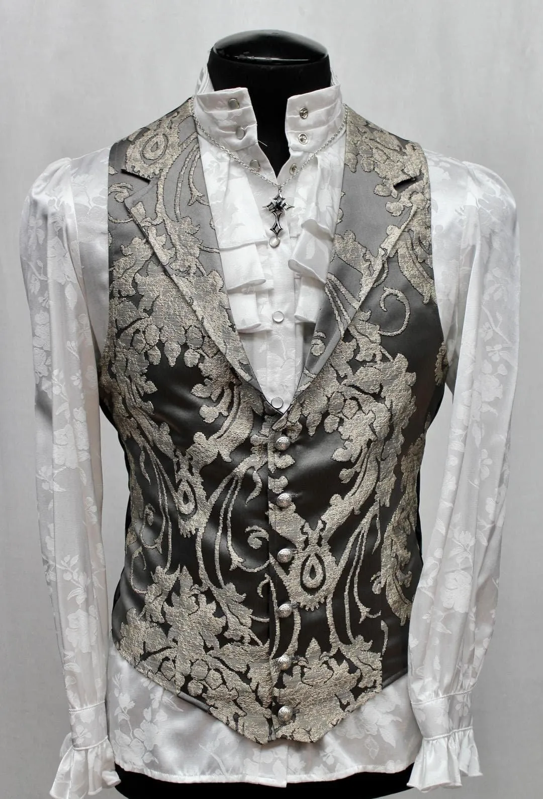 ARISTOCRAT VEST - Grey Satin Brocade