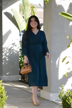 Astraea Teal Pleated Dress