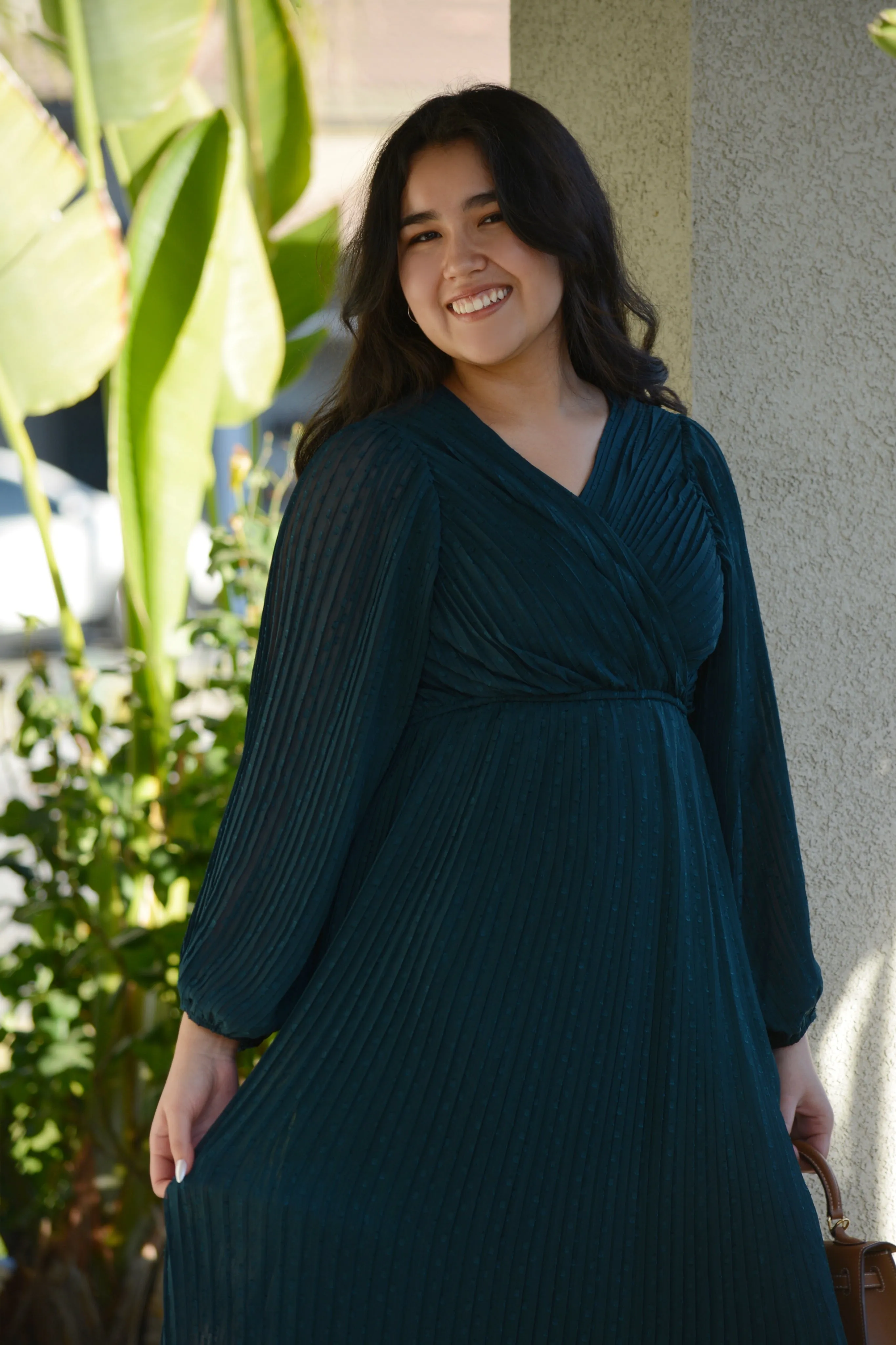 Astraea Teal Pleated Dress