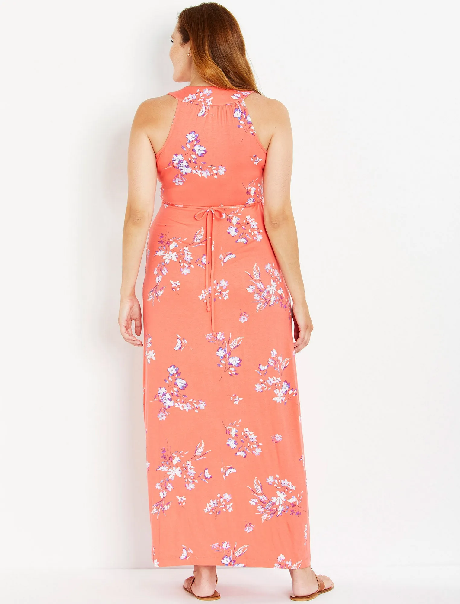 Babydoll Maternity Maxi Dress in Pink Floral