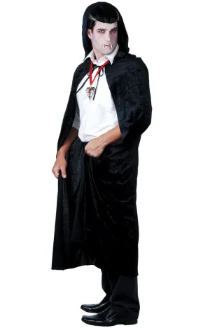 Black Velvet Cape with Hood - Adult