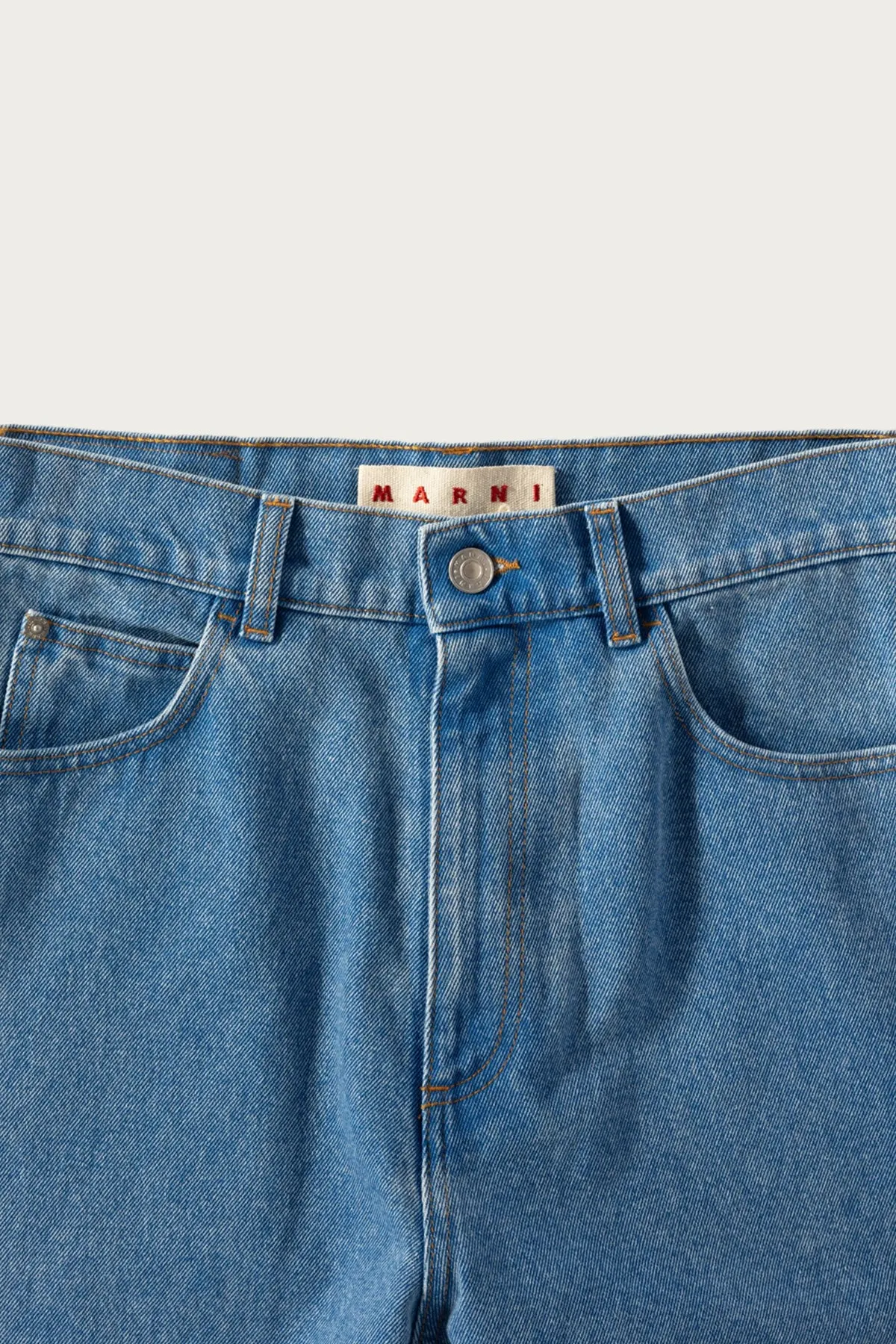 Bleached Coated Organic Denim - Cobalt