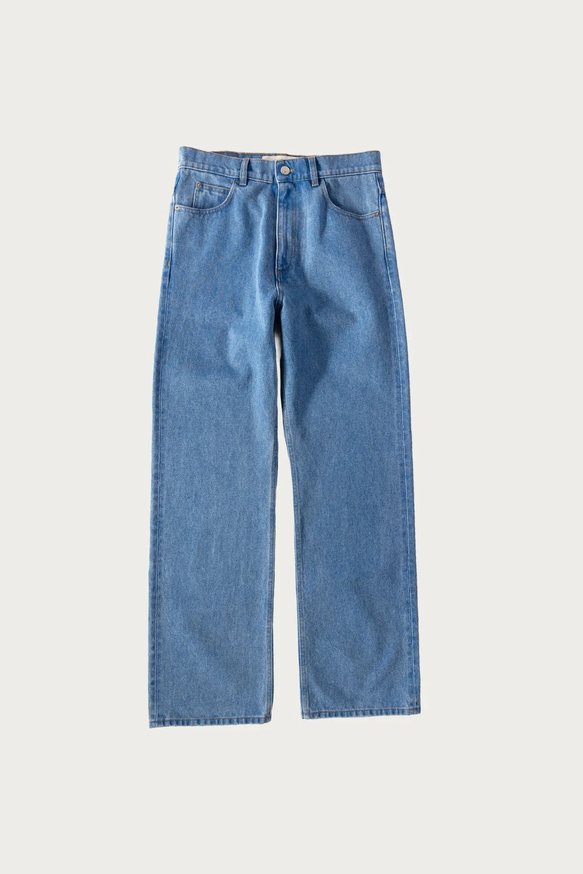 Bleached Coated Organic Denim - Cobalt