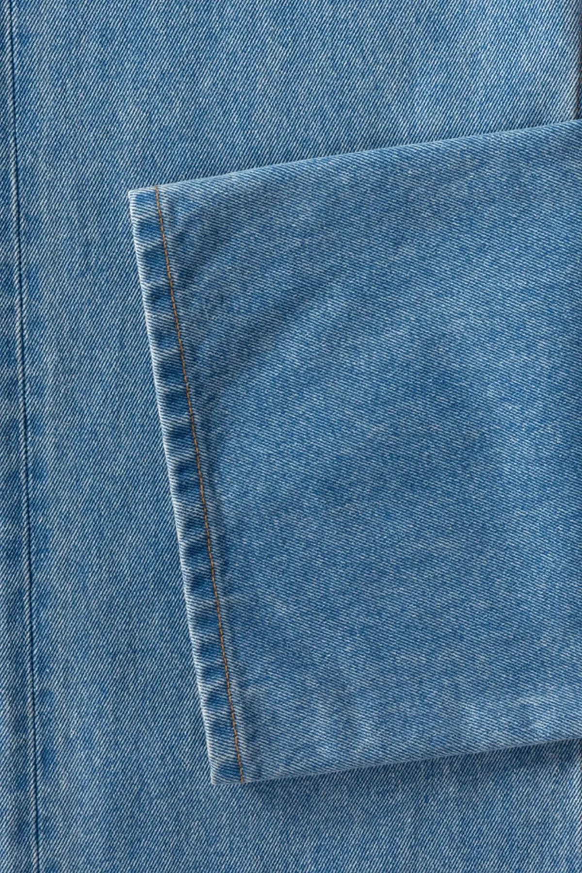 Bleached Coated Organic Denim - Cobalt