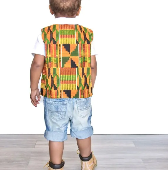 Boys African Kente Vest & Bow Tie