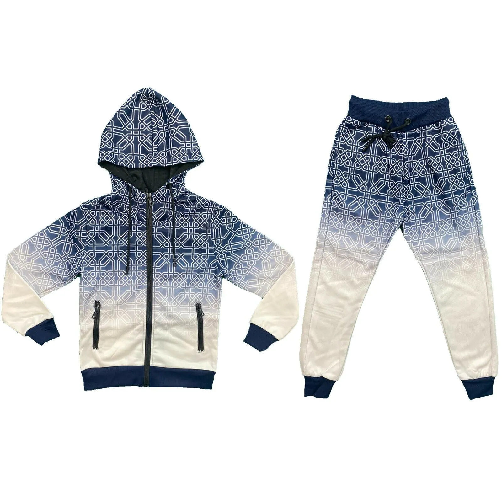 Boys Kids Tracksuit Jacket Joggers Jogging Bottoms Printed Sports Set Outfit