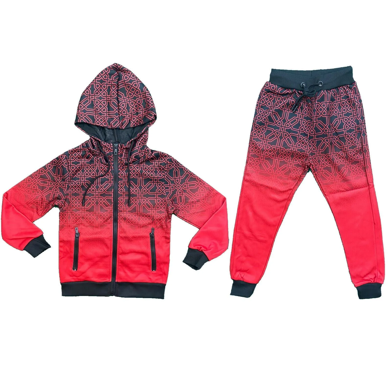 Boys Kids Tracksuit Jacket Joggers Jogging Bottoms Printed Sports Set Outfit