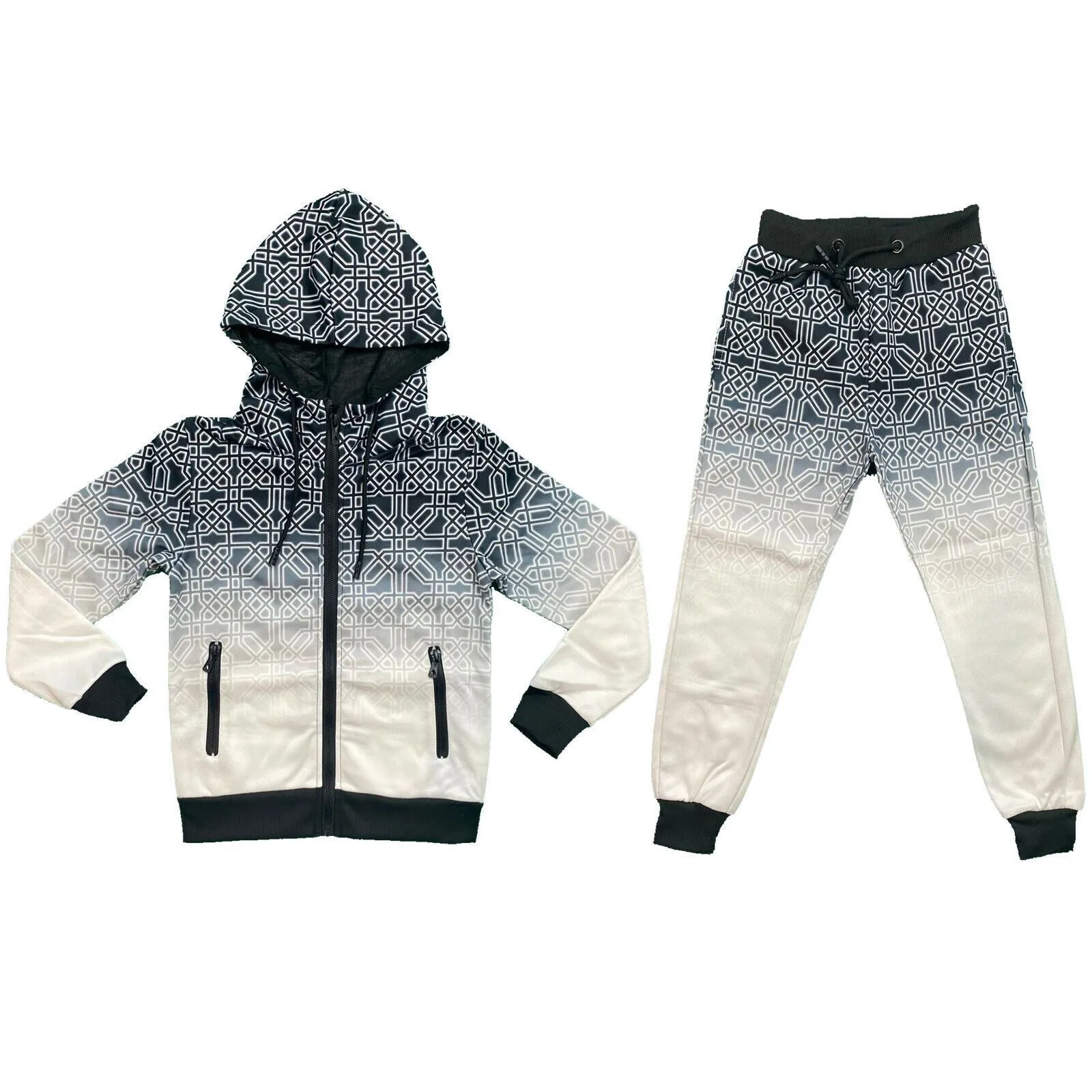 Boys Kids Tracksuit Jacket Joggers Jogging Bottoms Printed Sports Set Outfit