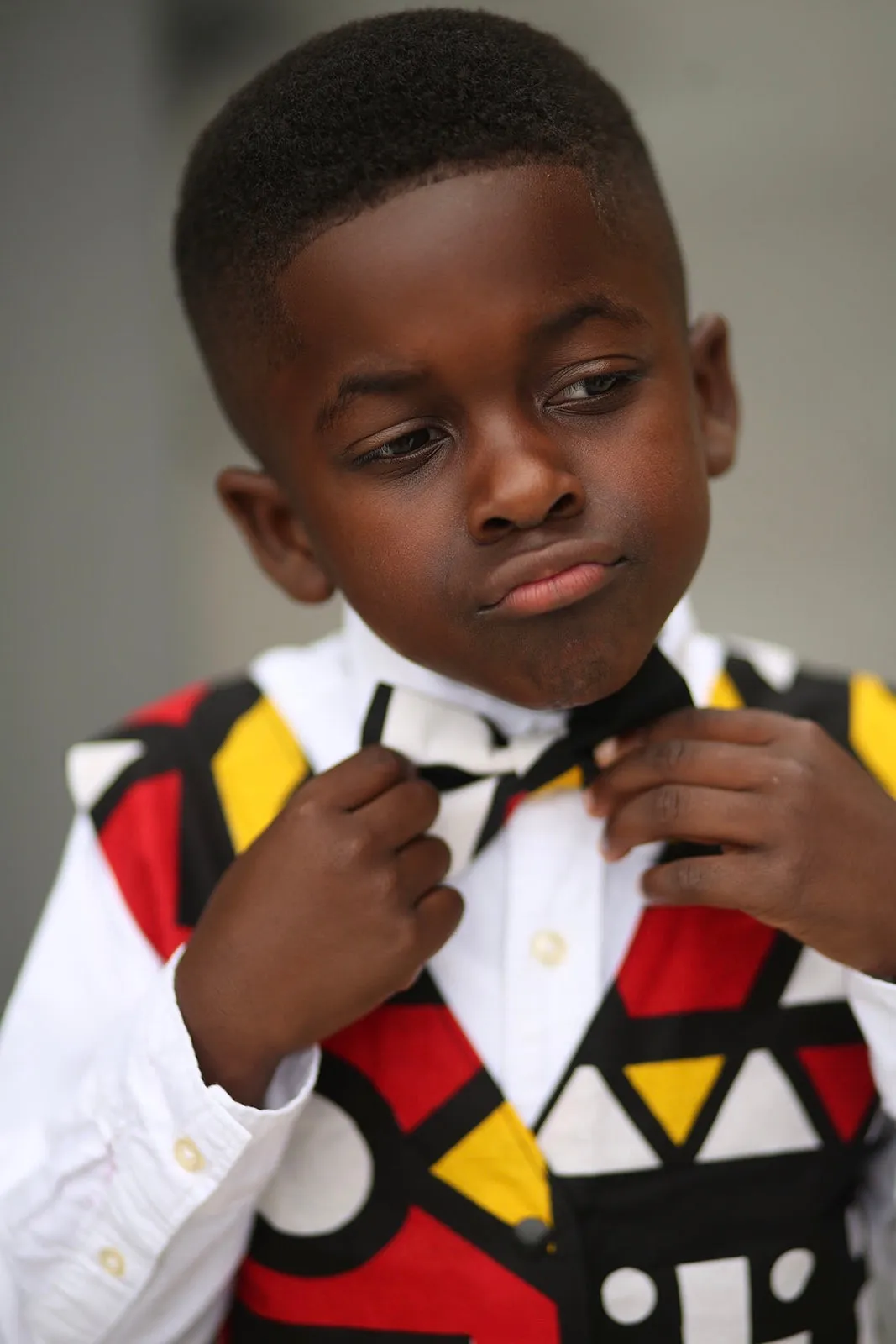 Boys Red Angolan Vest with Bow Tie