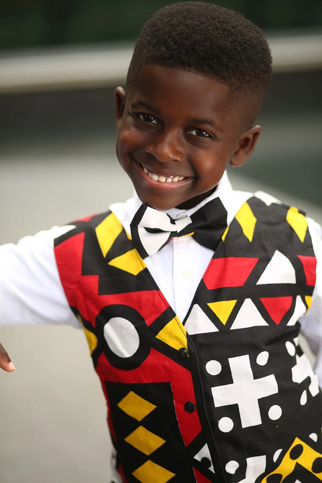 Boys Red Angolan Vest with Bow Tie