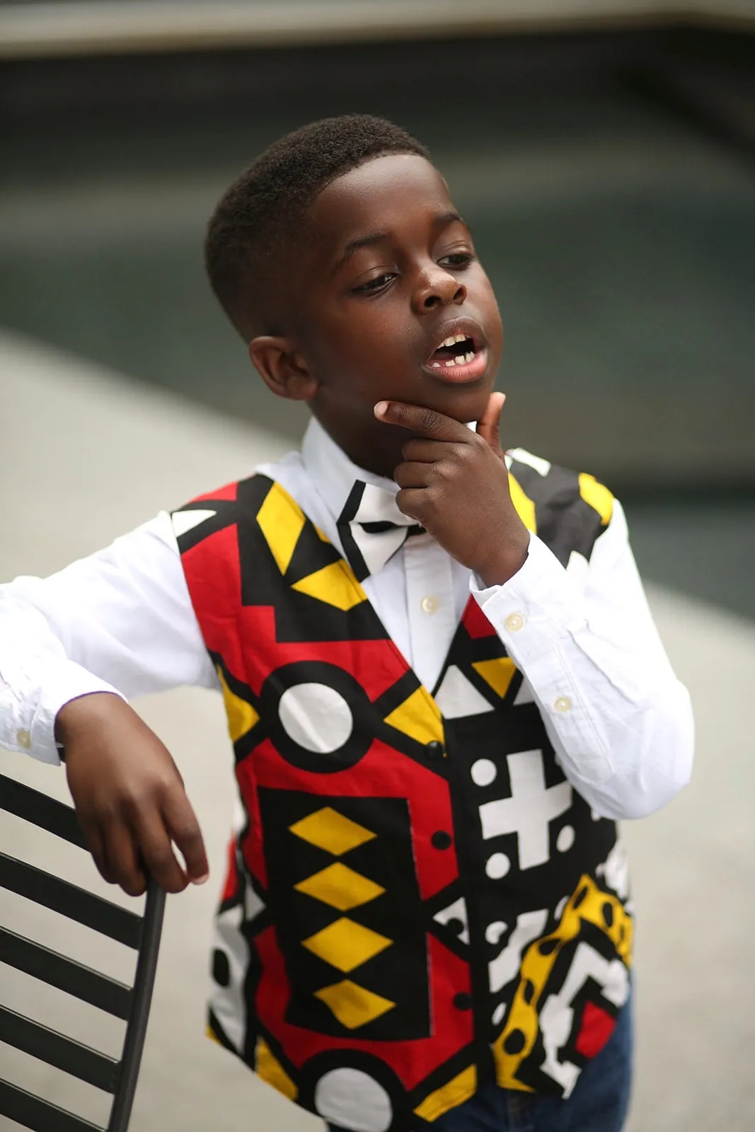 Boys Red Angolan Vest with Bow Tie