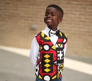 Boys Red Angolan Vest with Bow Tie