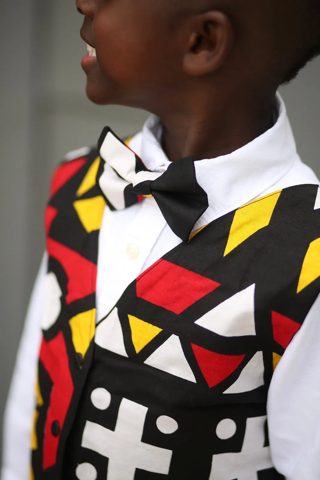 Boys Red Angolan Vest with Bow Tie