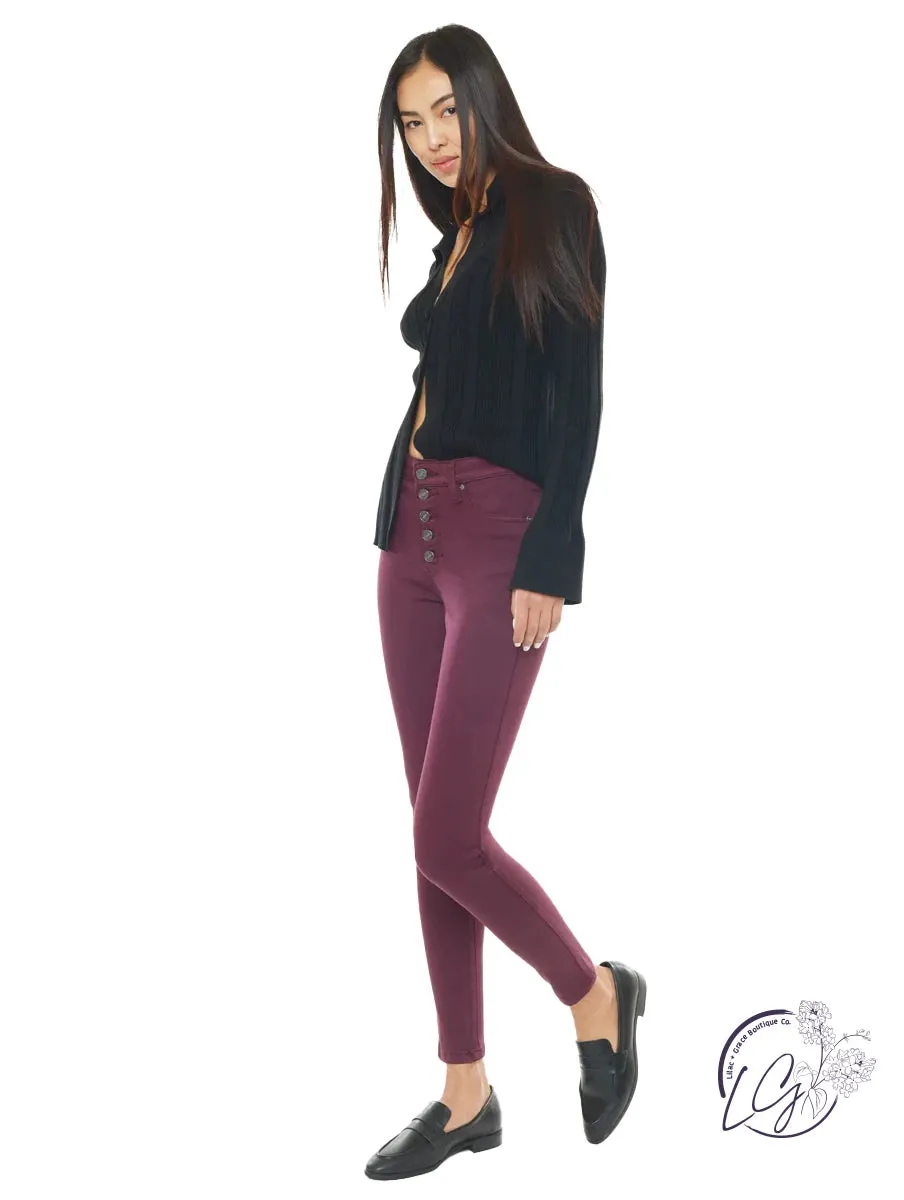 Brynn High Rise Burgundy Super Skinny By Kancan