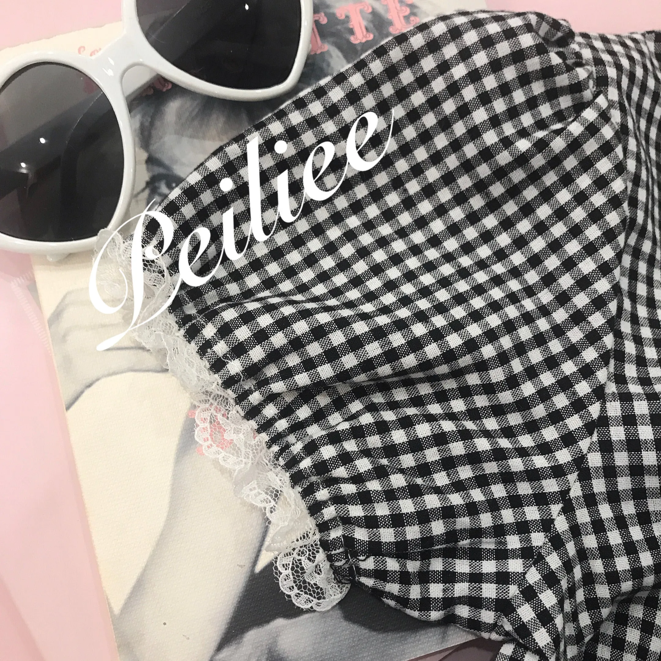 [By Peiliee] Afternoon Tea At Tiffany Gingham Babydoll Mini Dress Lolita 1997 style