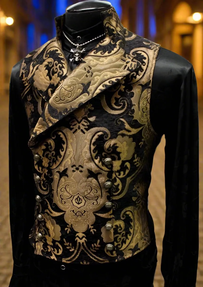 CAVALIER VEST - GOLD/BLACK TAPESTRY