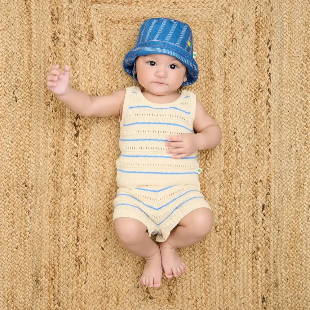 Costa - Blue Stripe Knit Baby & Kids Shorts