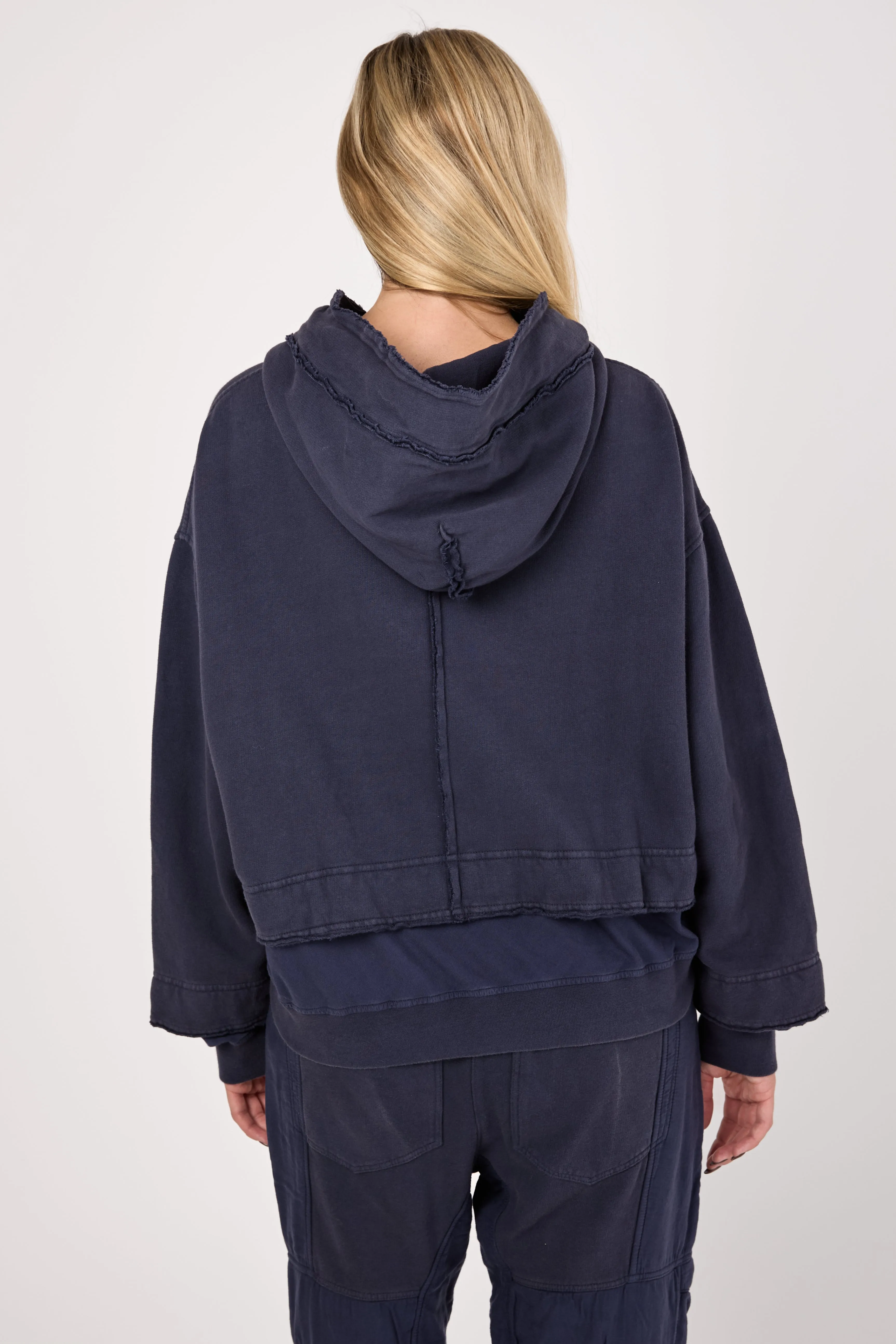 Cotton Hoodie in Purple Blue