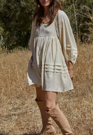 Cream Linen Babydoll Dress