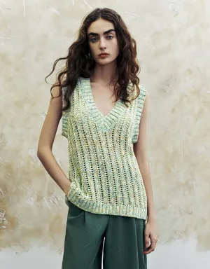 Crochet V-Neck Knitted Vest