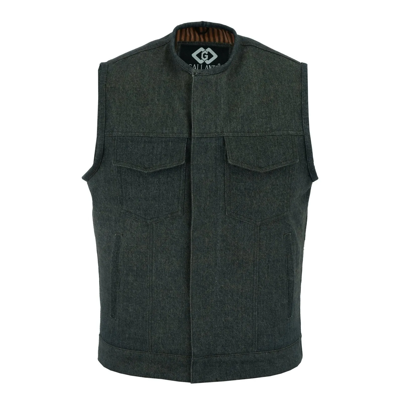 Cut off Brown Denim Mens Biker Vest-Gilet Jeans Motorcycle SOA