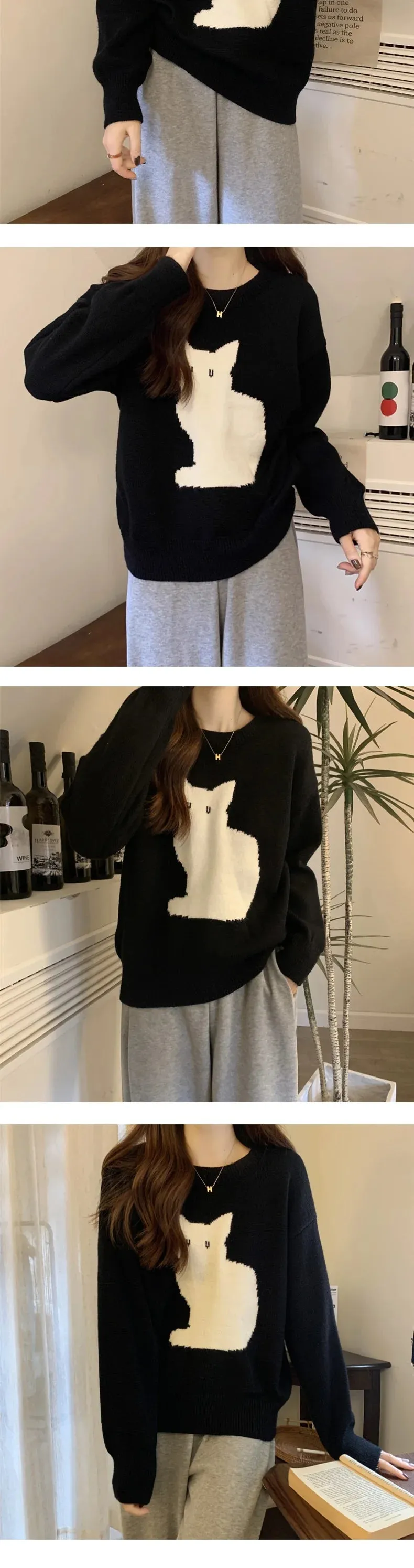 Cute Cat Pullover Knitted Outwear Jackets