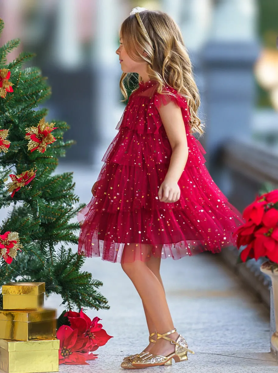 Dancing Star Sequin Tiered Tulle Dress