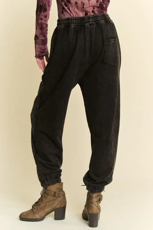 Davi & Dani Black Rhinestone Embellished Joggers