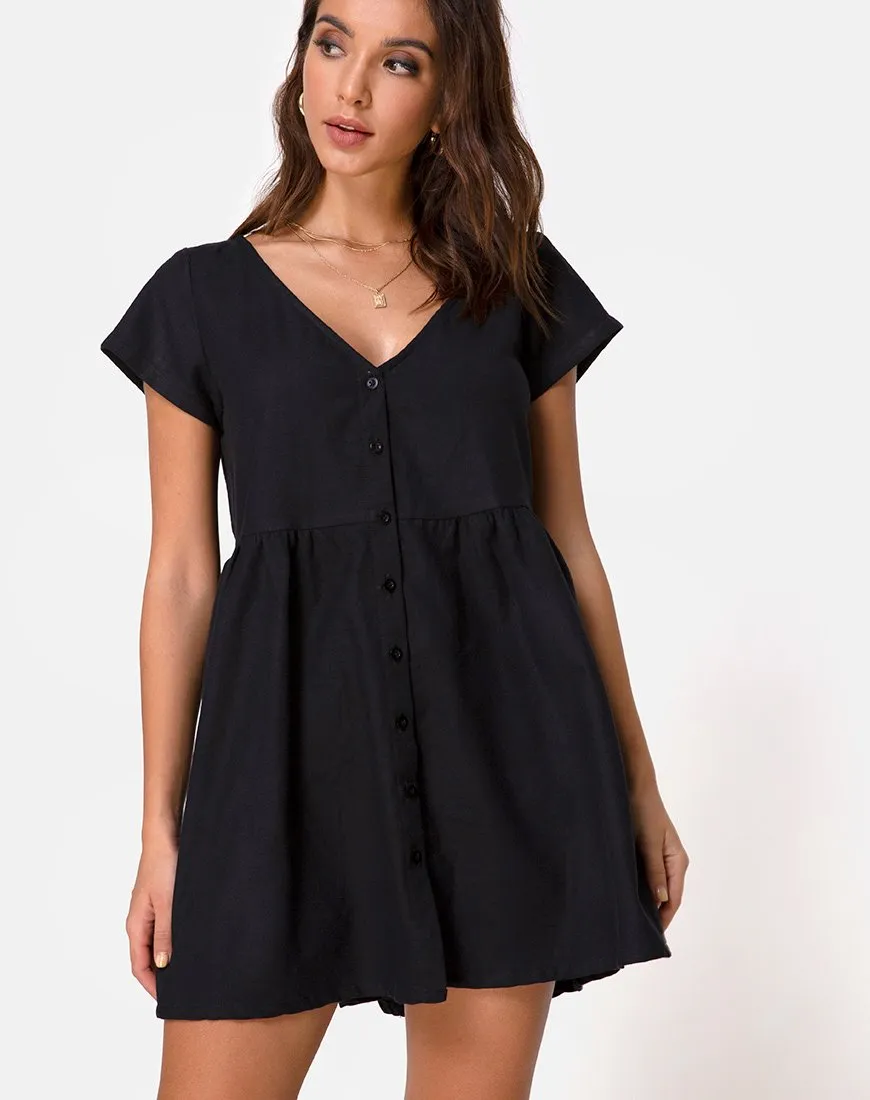 Deira Babydoll Dress in Black