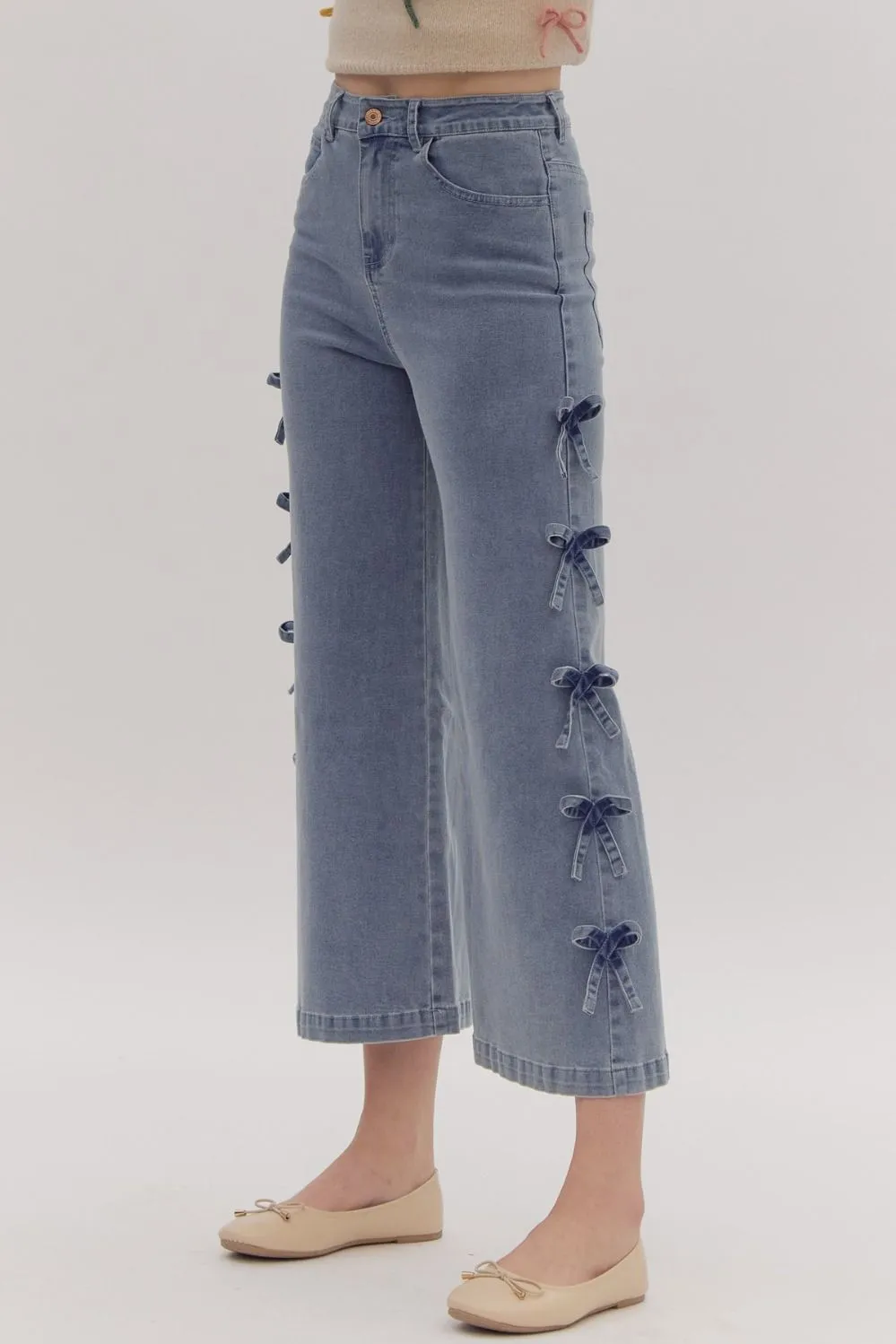 Denim Bow Cropped Jeans