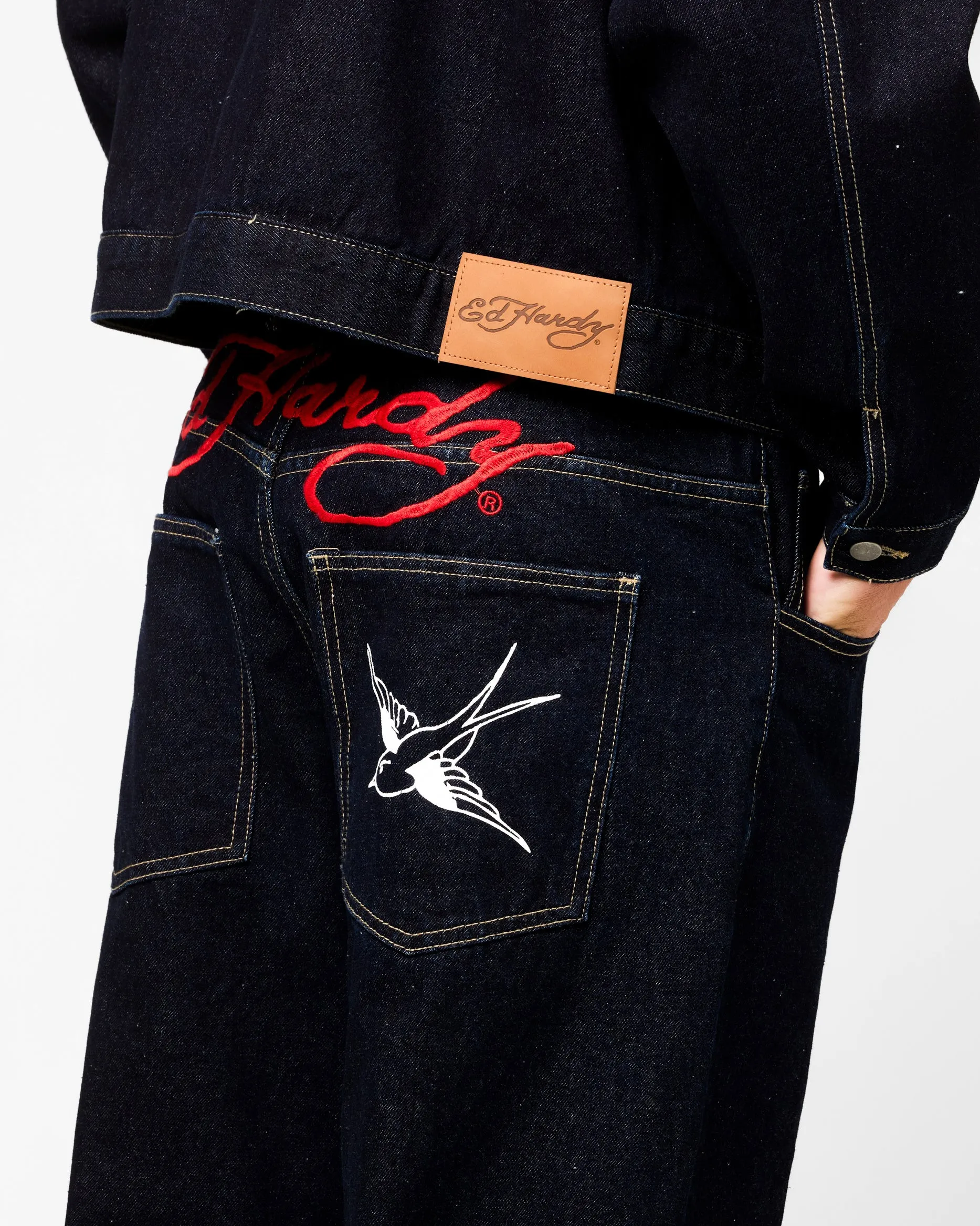 Ed Hardy Wide Leg Jeans Indigo Denim