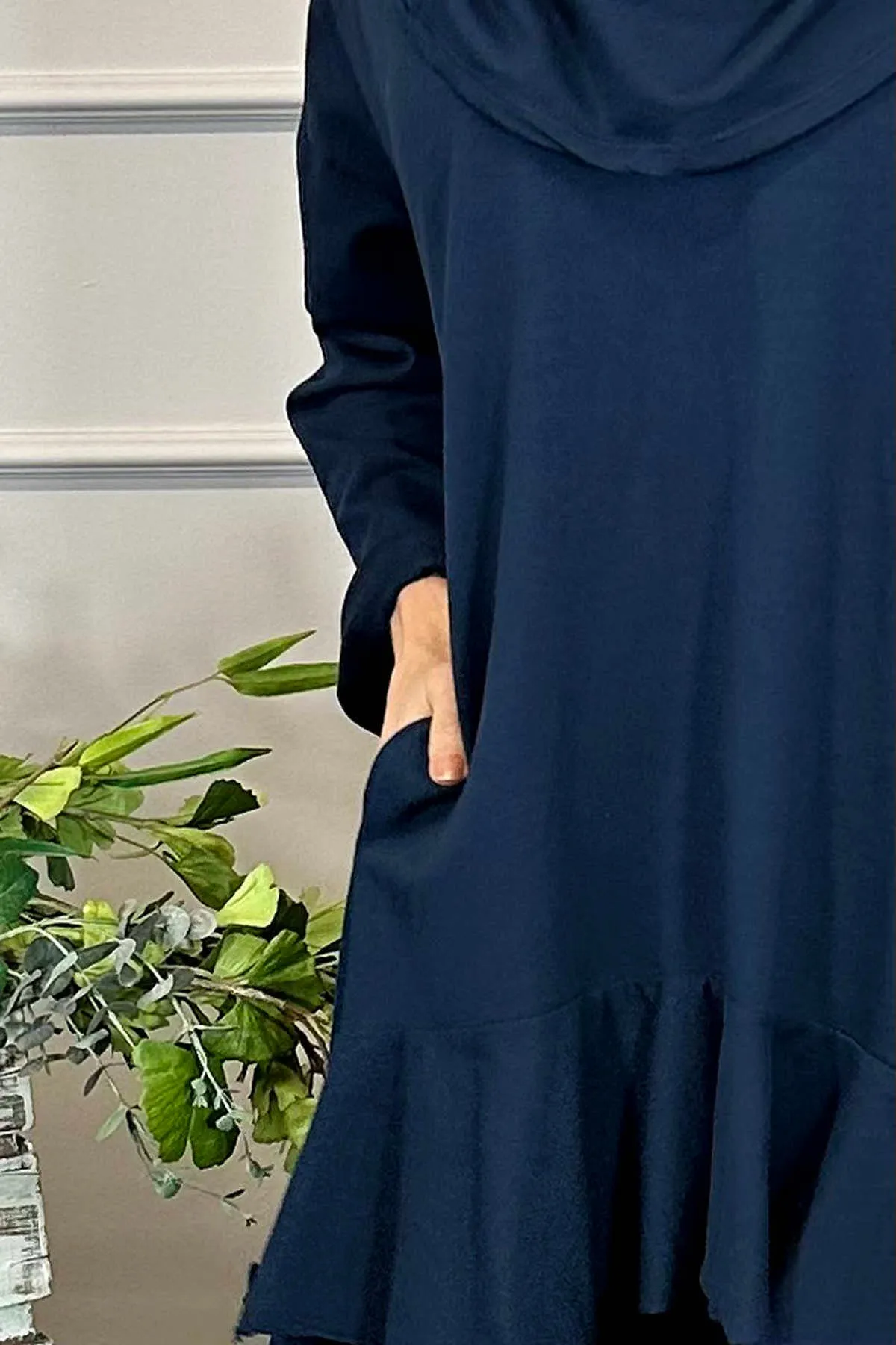 Eden Dipped Hem Cotton Tunic Navy