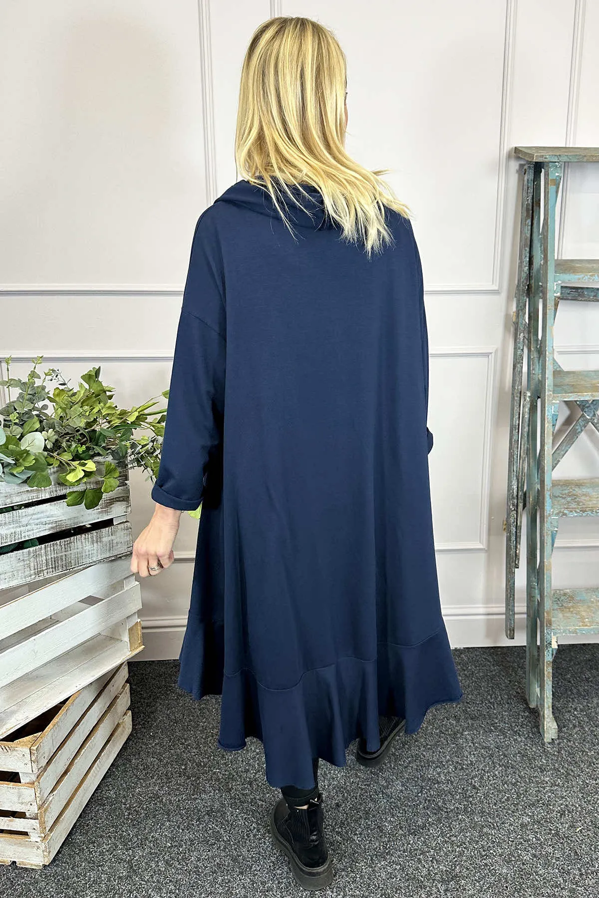 Eden Dipped Hem Cotton Tunic Navy