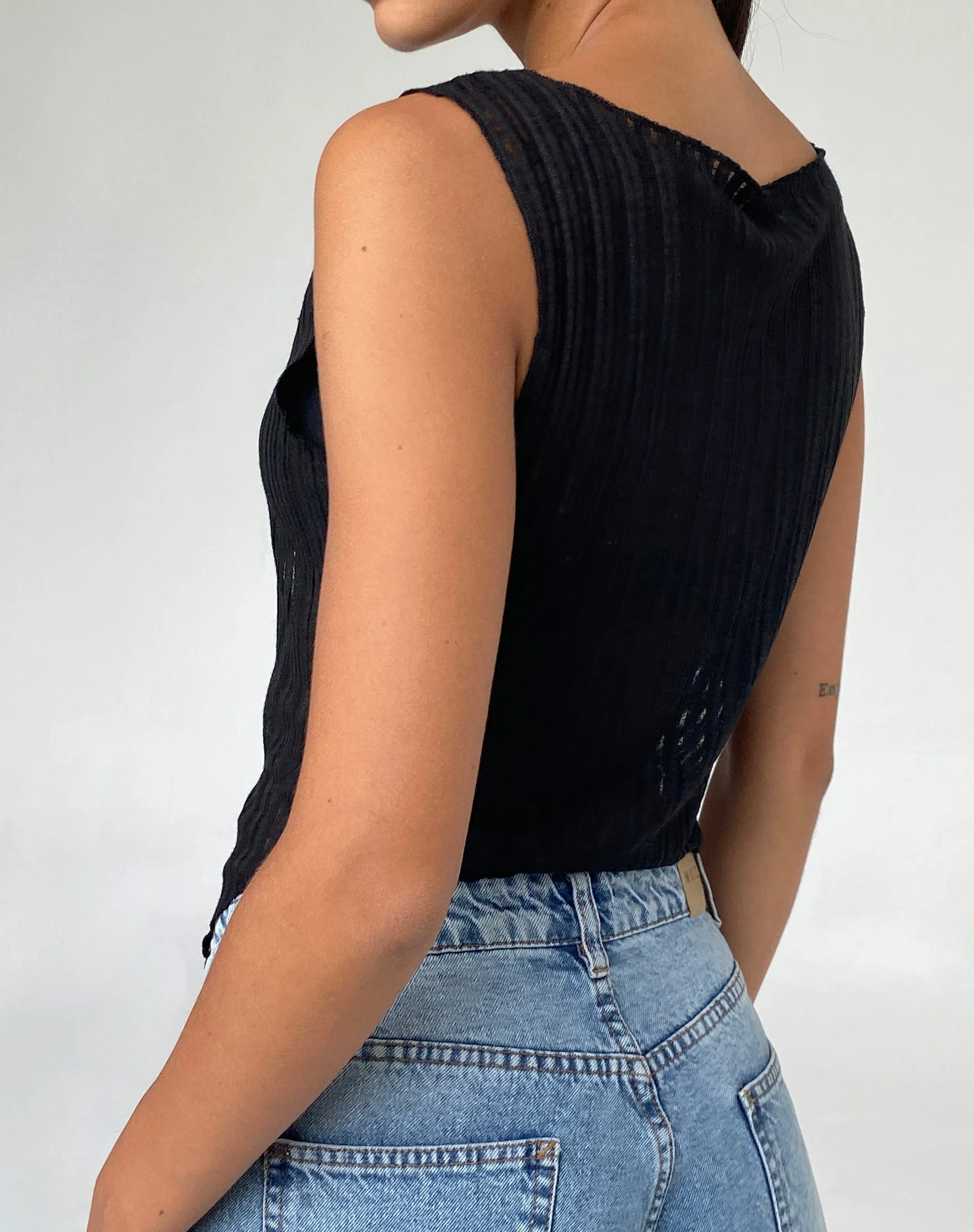 Etta Knitted Vest Top in Black