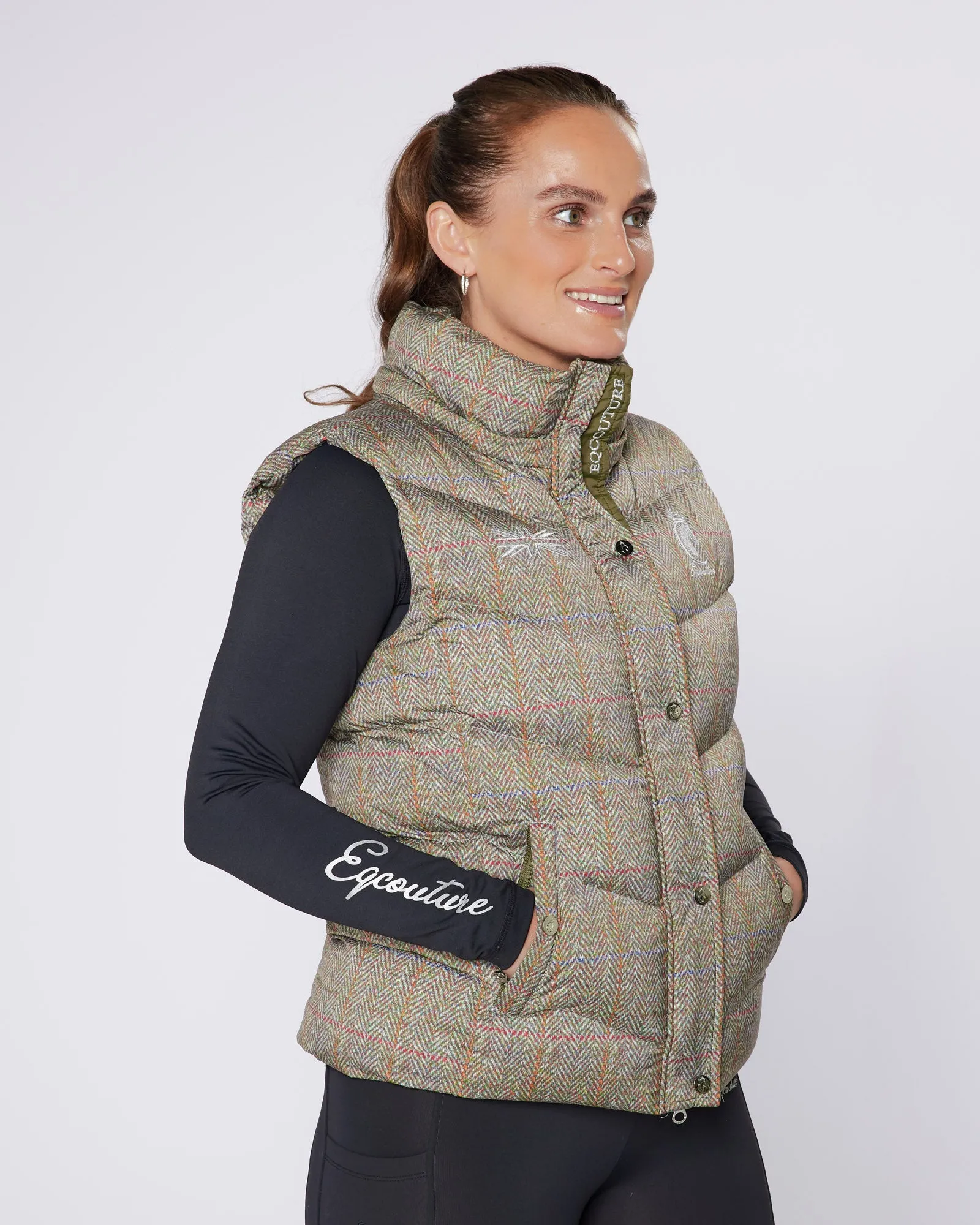 Exclusive Tweed Puffer Gilet - Detachable Hood