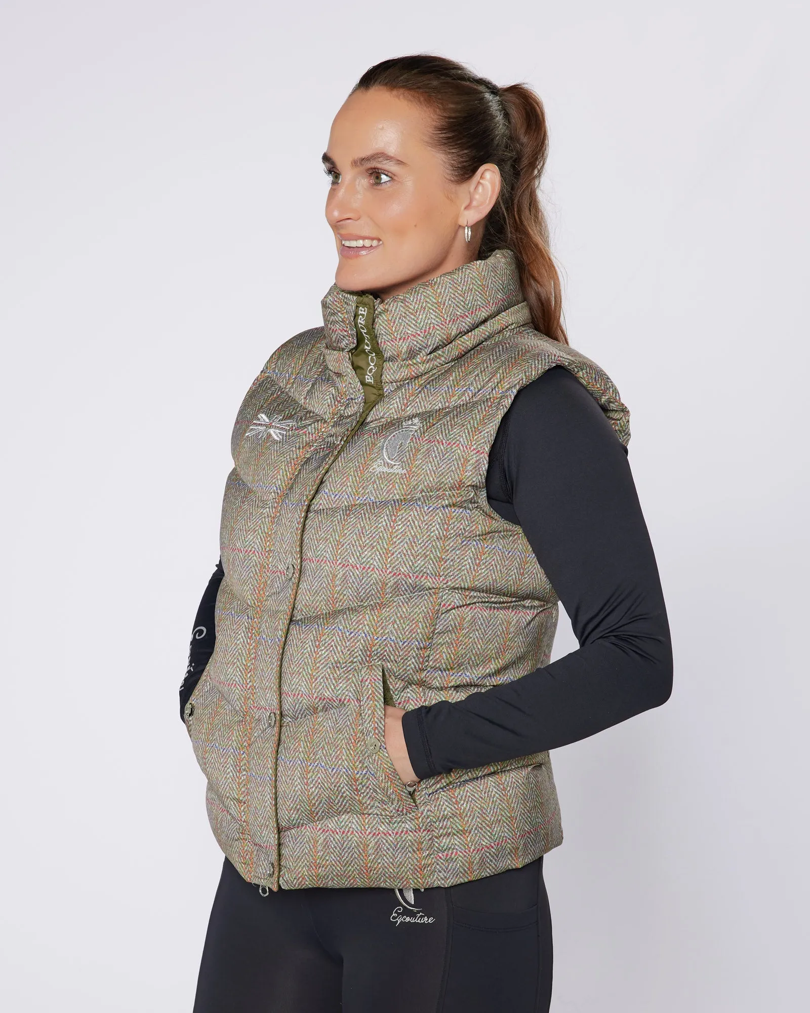 Exclusive Tweed Puffer Gilet - Detachable Hood