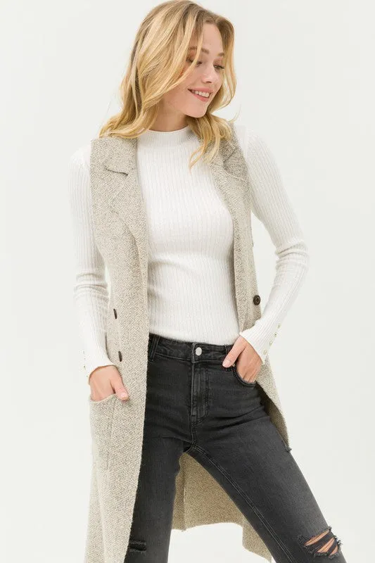 Fall in Love Sleeveless Cardigan in Oatmeal PLUS SIZE