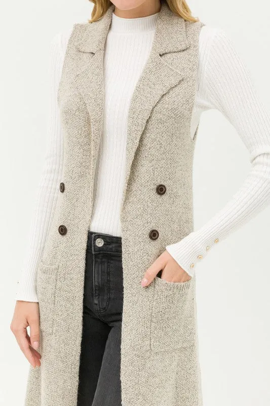 Fall in Love Sleeveless Cardigan in Oatmeal PLUS SIZE