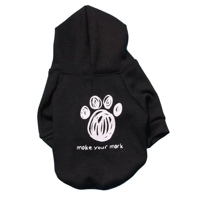 Fashion Black Dog Paw Print Small Dog Hoodie Jacket