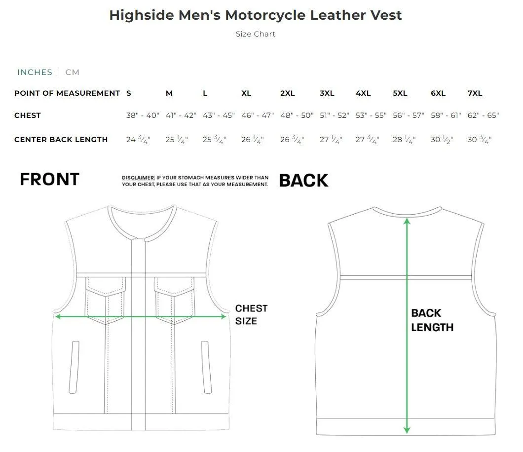 First Mfg Mens Highside Concealment Leather Vest