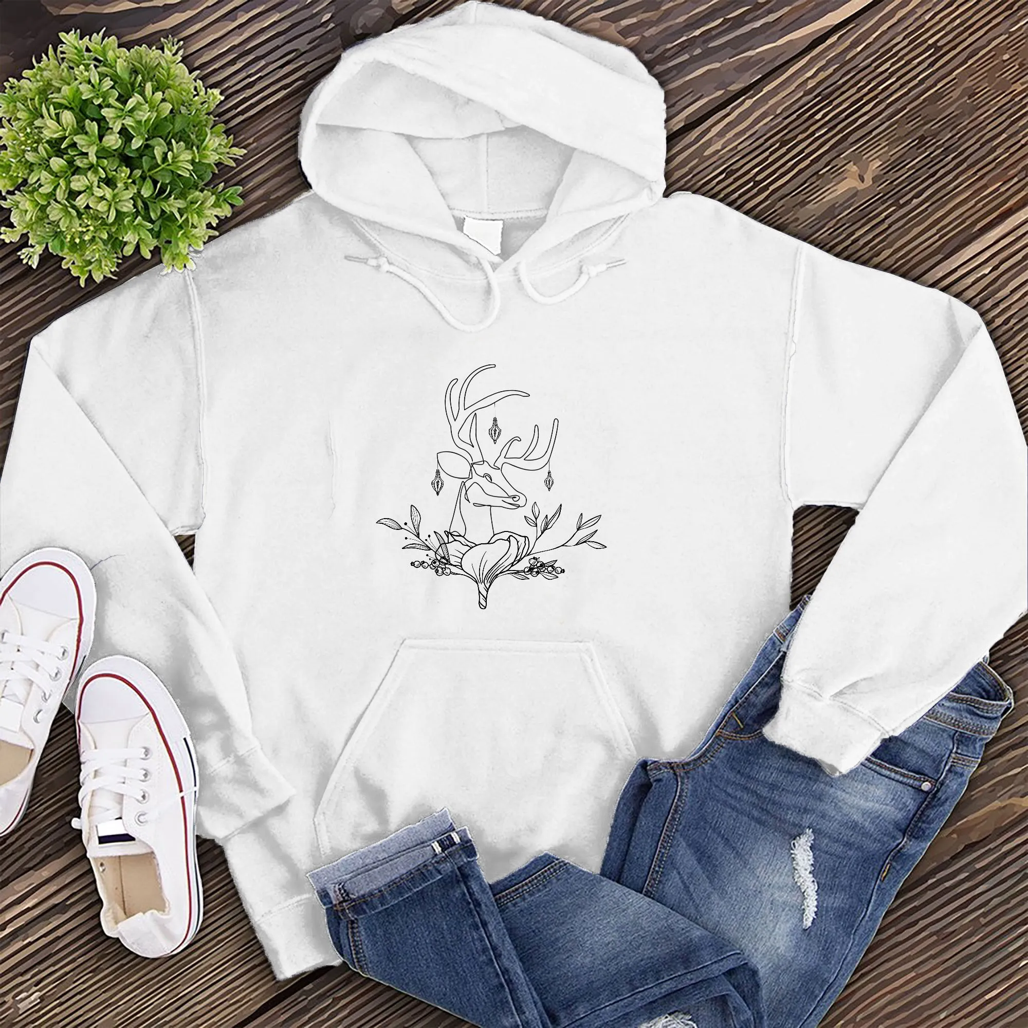 Floral Reindeer Hoodie