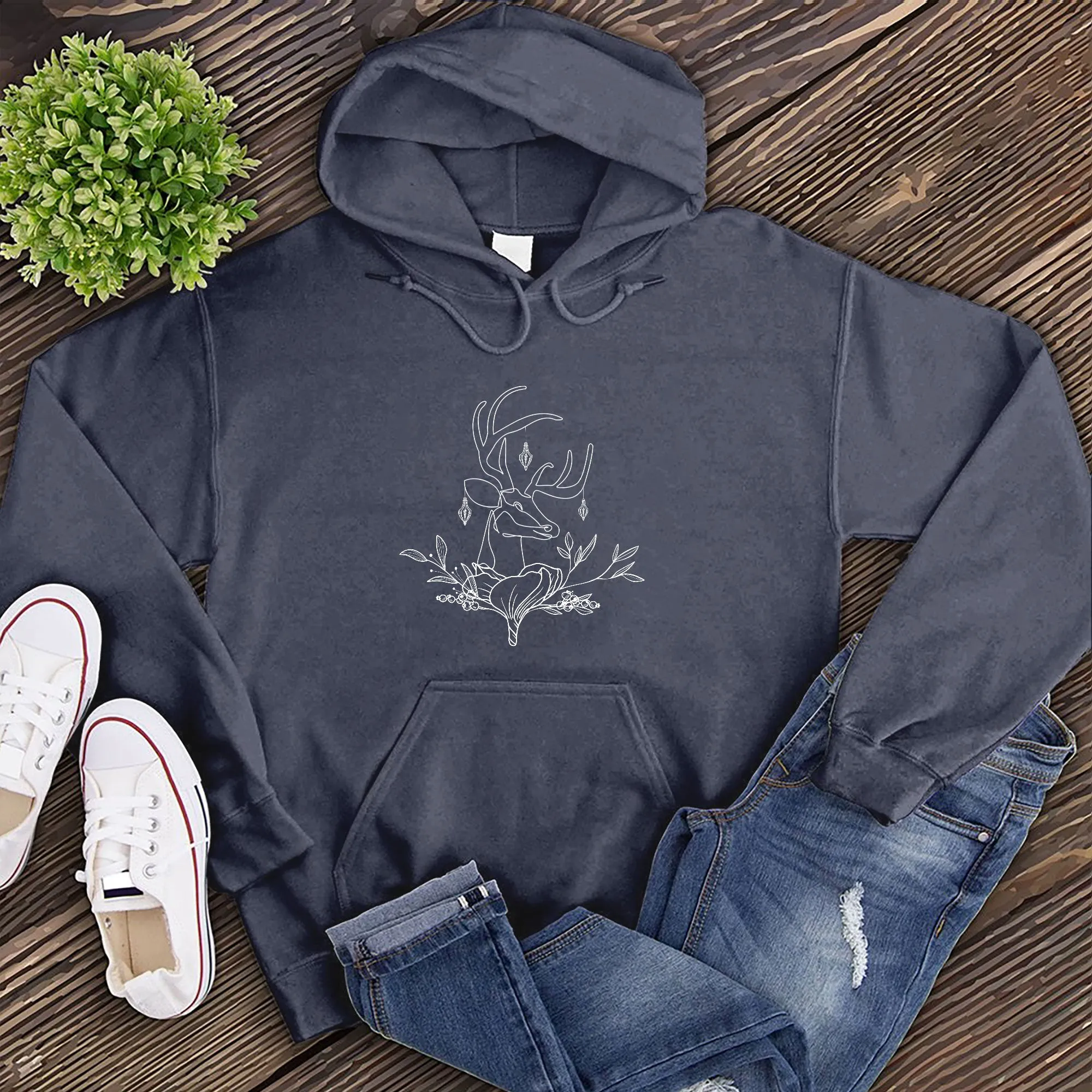 Floral Reindeer Hoodie