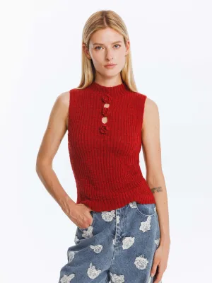 Flower 3D Sleeveless Knit Top