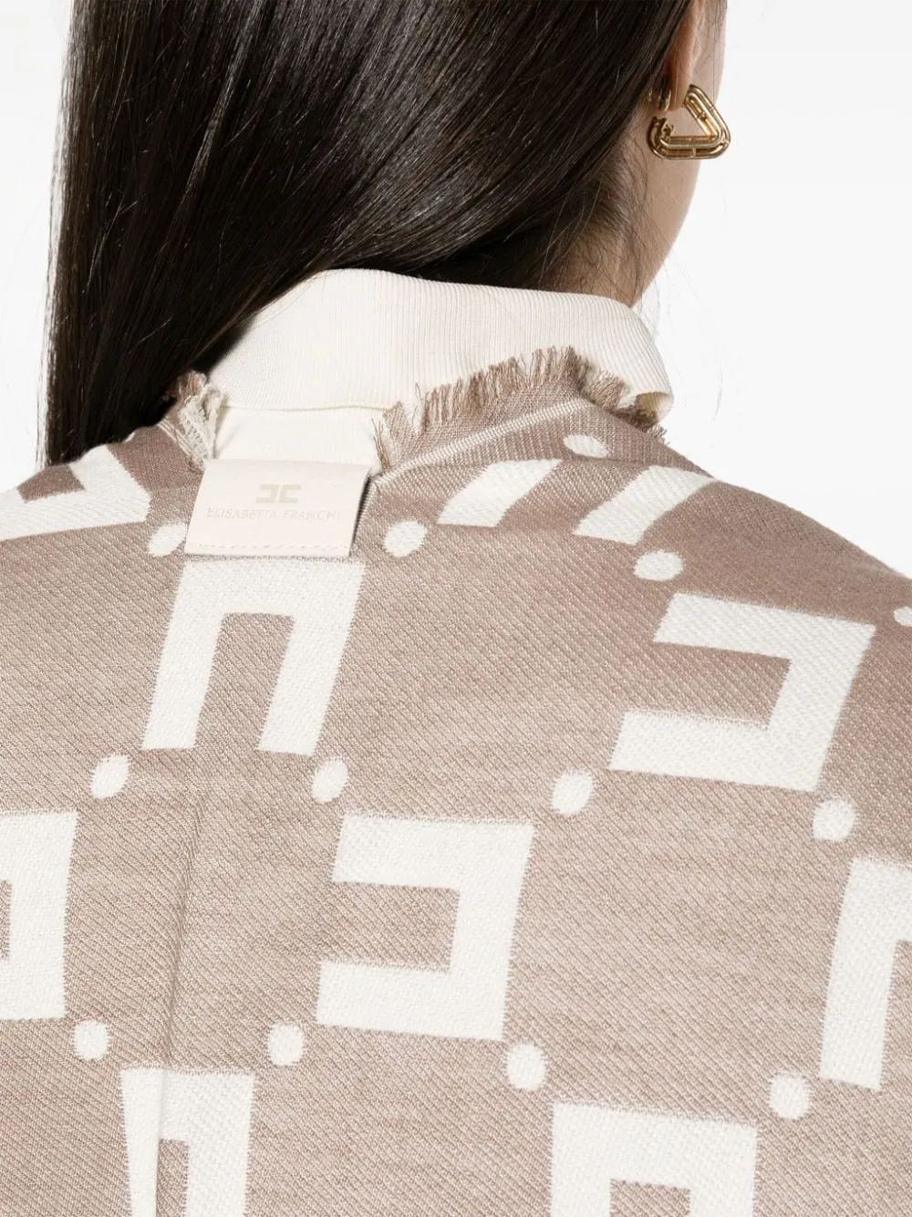 Frayed logo-jacquard cape<BR/><BR/><BR/>