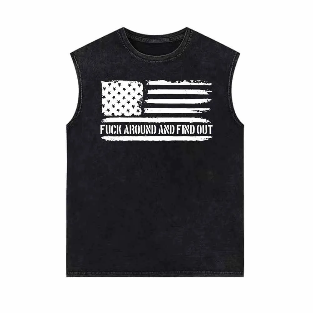 Fuck Around And Find Out Flag Vintage Washed Vest Top